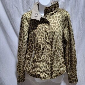 Mycra Pac One Jacket Womens P US 6-8 Rain Coat Leopard Beige Reversible Full Zip